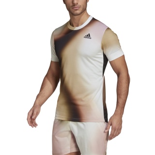 adidas Tennis-Tshirt Melbourne Freelift Printed 2022 weiss/braun/bunt Herren